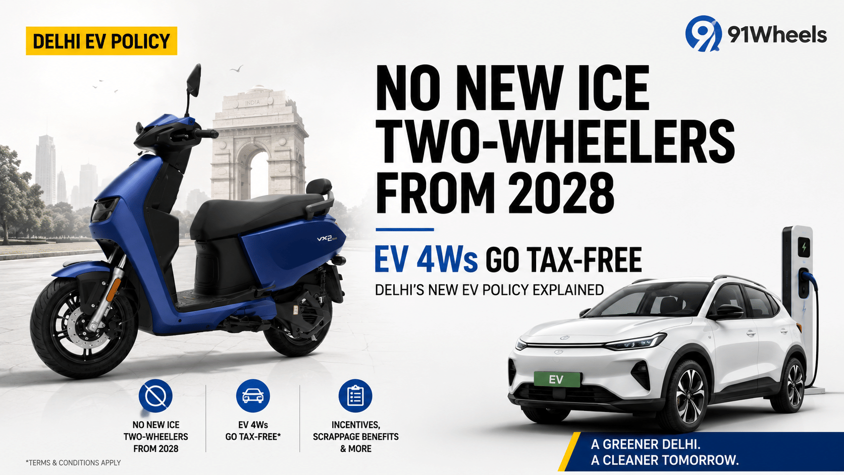 No New ICE Two-Wheelers From 2028, EV 4Ws Go Tax-Free; Delhi's New EV Policy Explained